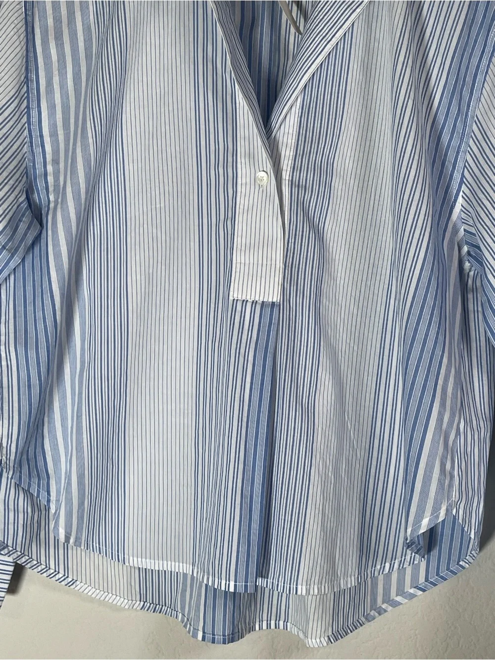 Madewell NWT Notch-Collar Popover Shirt Size Small in Hermitage Blue Stripe - Picture 5 of 12